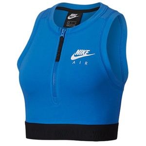 Nike Air NWT Blue Zip Front Cropped Tank Top size Large